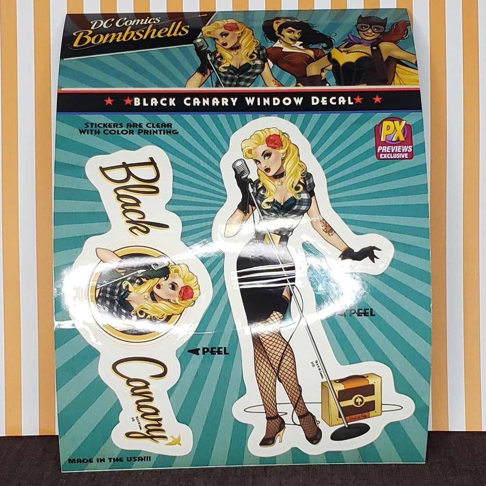 DC Comics Bombshells Black Canary Window Decal Set.